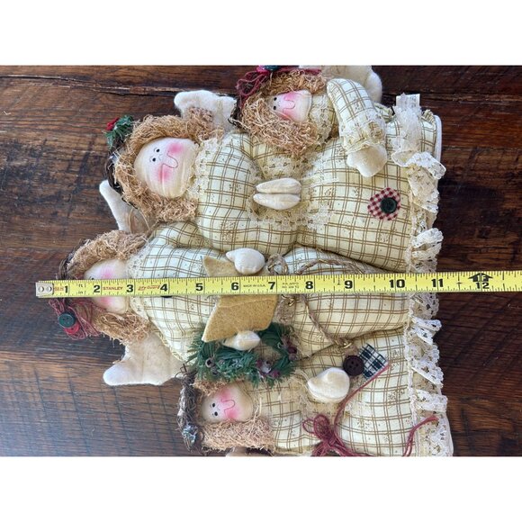 Vintage Quilted Whimsical Angel Cluster Door Stop Decor Christmas Religious - Picture 10 of 10